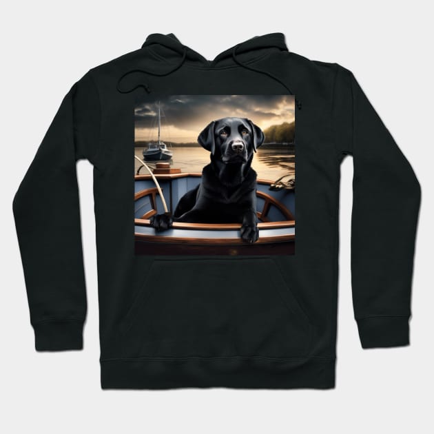 Black Lab on a Boat Hoodie by AnchoredK9s